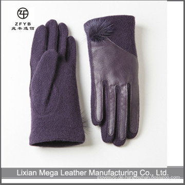 Mode-Kleid Leder Palme Wolle Handschuh mit Touchscreen
